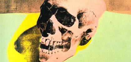Warhol's work from 1976 called Skull where a skull is depicted